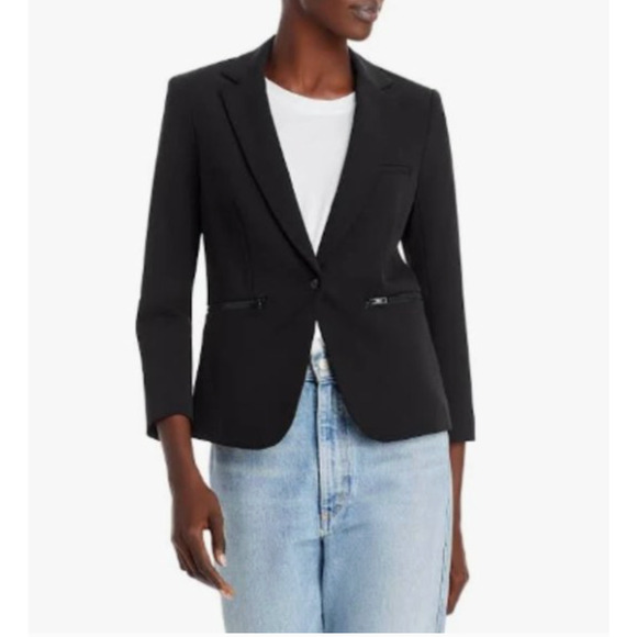 Veronica Beard 4 Core Schoolboy $645 Scuba Blazer Dickey Jacket Fitted Black NWT
